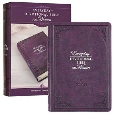 Framed Purple Faux Leather NLT Everyday Devotional Bible for Women