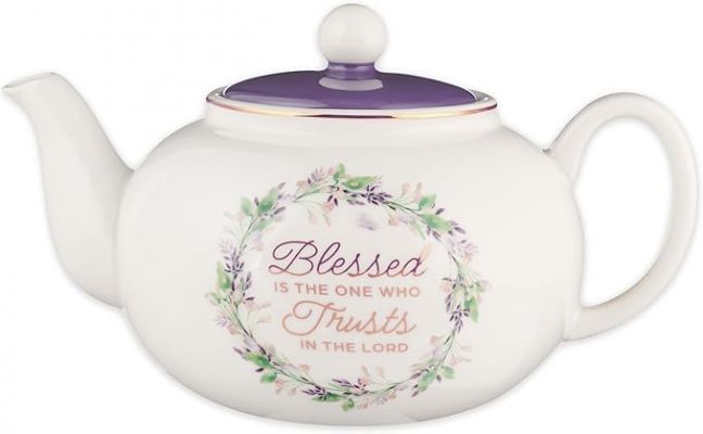 Blessed Purple Floral Ceramic Teapot  Jeremiah 17 7