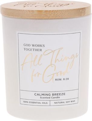All Things For Good Calming Breeze Candle in a Glass Jar Romans 8 28