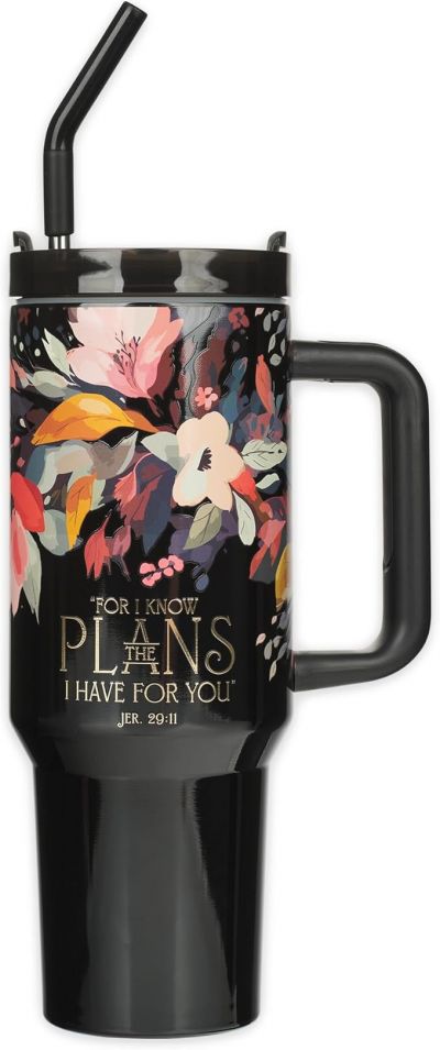 The Plans 40 Oz Tumbler with Reusable Straw  Jeremiah 29 11
