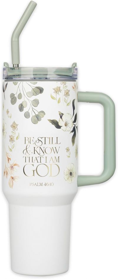 Be Still Teal Meadow 40 Oz Tumbler with Reusable Straw  Psalm 46 10