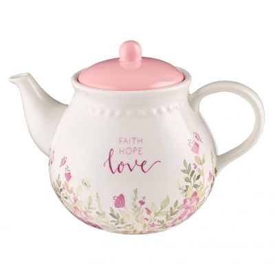 Faith Hope and Love Petite Floral Teapot
