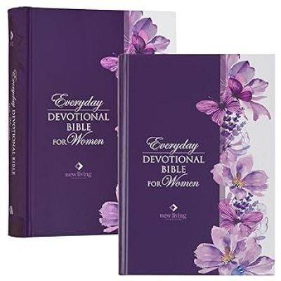 Purple Floral Hardcover NLT Everyday Devotional Bible for Women