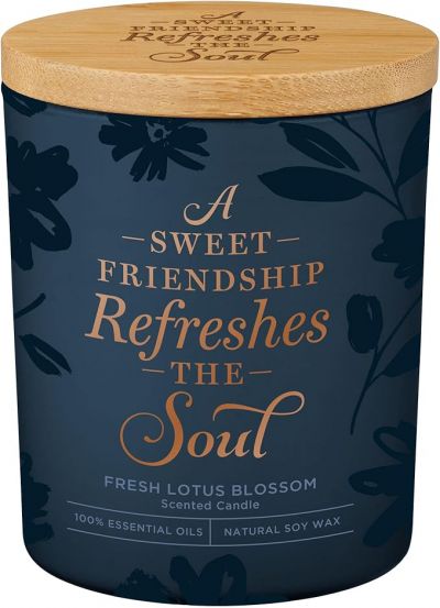 Sweet Friendship Fresh Lotus Blossom Scented Candle in a Glass Jar