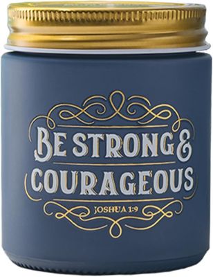 Be Strong and Courageous Fireside Blue Spruce Scented Candle in a Glass Jar  Joshua 1 9