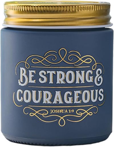 Be Strong and Courageous Fireside Blue Spruce Scented Candle in a Glass Jar  Joshua 1 9