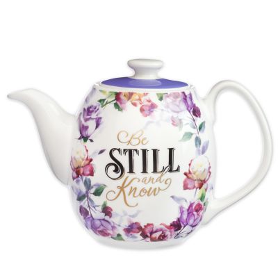 Be Still and Know Teapot in Purple Psalm 46 10