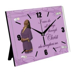 Phil 4:13 African American Desktop Clock