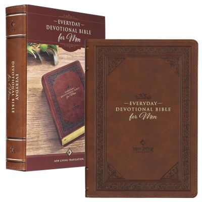Chestnut Brown Faux Leather NLT Everyday Devotional Bible for Men