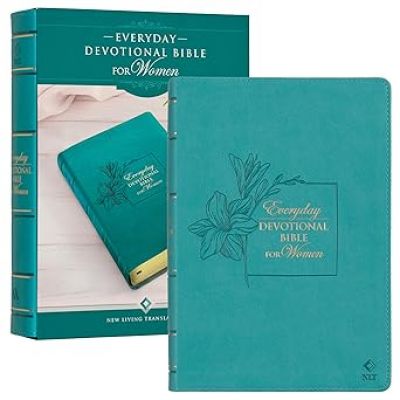 Floral Teal Faux Leather NLT Everyday Devotional Bible for Women