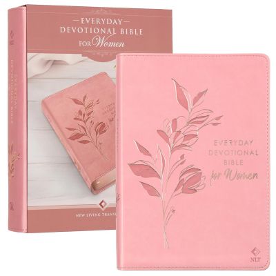 Sunrise Pink Floral Faux Leather NLT Everyday Devotional Bible for Women