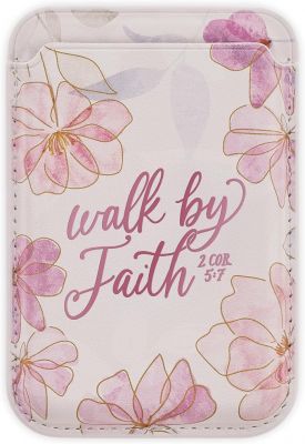 Walk by Faith Pink Cosmos Faux Leather Phone Wallet 2 Corinthians 5 7