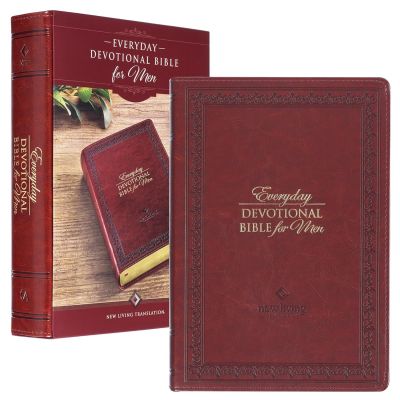 Saddle Tan Faux Leather NLT Everyday Devotional Bible for Men