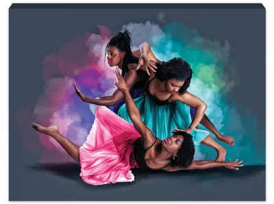 Praise Him with Dance Stretched  Large Canvas Black Art