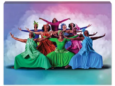 Praise Dancer Group Stretched  Large Canvas Black Art