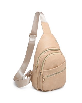 Khaki Leather Sling Bag