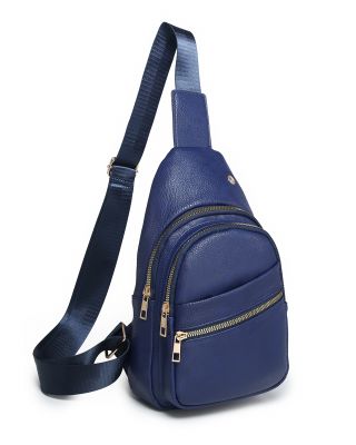 Navy Leather Sling Bag