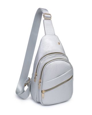 Silver Leather Sling Bag