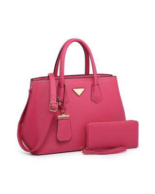 Dark Fuchsia Metal Accent Handbag