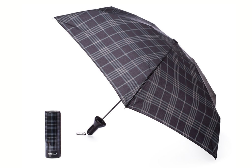 Vinrella Black Plaid Water Bottle Umbrella