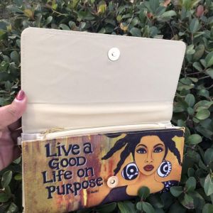 Live A Good Life On Purpose  Afrocentric Chain Clutch Bag #3