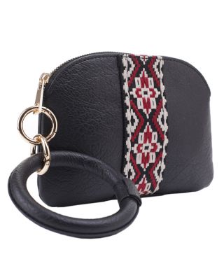 Black Aztec Cuff Ring Clutch Bag