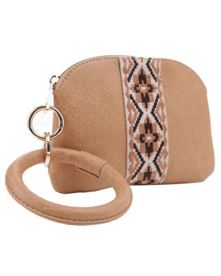 Tan  Aztec Cuff Ring Clutch Bag