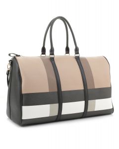 Fashion Plaid Brown and Black Duffle Bag