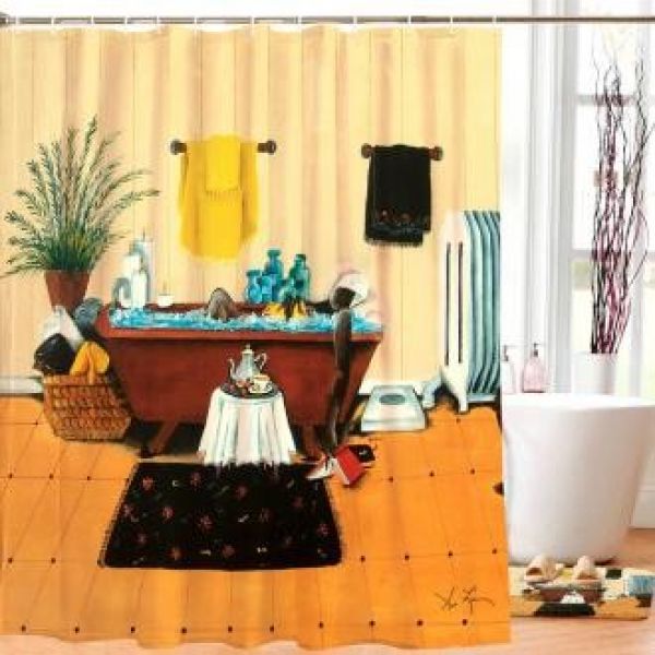 Steeping And Soaking African American Art Designer Shower Curtain
