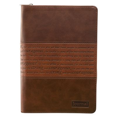 Strong and Courageous Zippered Classic LuxLeather Journal Joshua 1:5