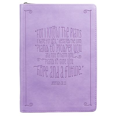 I Know the Plans Zippered Classic LuxLeather Journal in Lilac Jeremiah 29:11