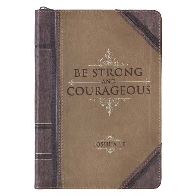Strong and Courageous Antiqued Zippered Classic LuxLeather Journal Joshua 1:9