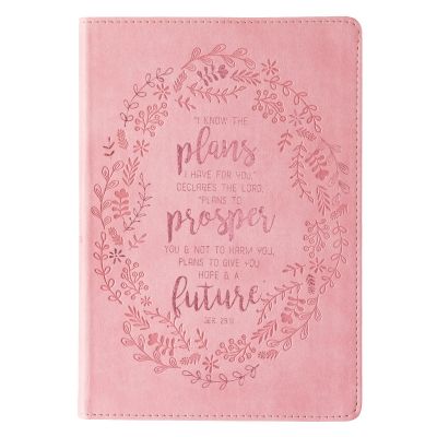 I Know the Plans Pink Slimline Faux Leather Journal Jeremiah 29:11