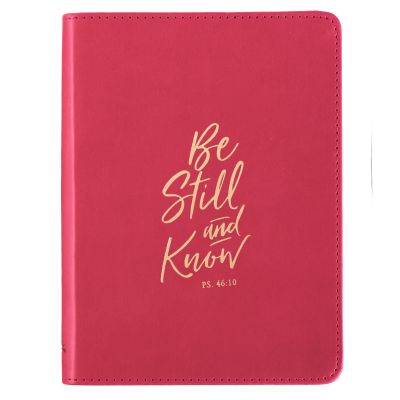 Be Still and Know LuxLeather Journal in Ruby Pink Psalm 46:10