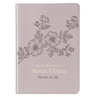 Strength and Dignity Slimline Taupe Faux Leather Journal Proverbs 31:25