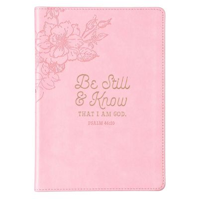 Be Still & Know Pink Slimline Faux Leather Journal Psalm 46:10