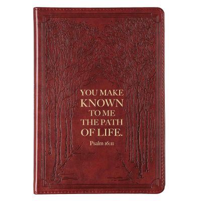 The Path of Life Slimline Faux Leather Journal in Brown Psalm 16:11
