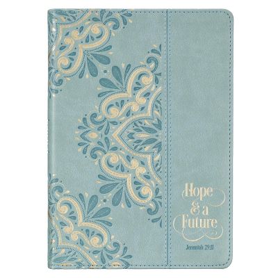 Hope and a Future Powder Blue Classic Faux Leather Journal Jeremiah 29:11