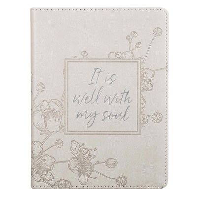 It Is Well Taupe Faux Leather Journal