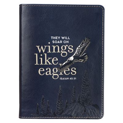 Wings Like Eagles Navy Blue Faux Leather Journal Isaiah 40:31