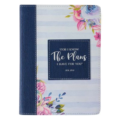 I Know The Plans Striped Faux Leather Journal Jeremiah 29:11