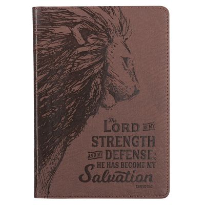 My Strength & My Defense Brown Faux Leather Classic Journal Exodus 15:2