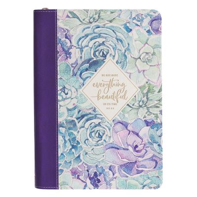 Everything Beautiful Purple Faux Leather Classic Journal with Zipped Closure Ecclesiastes 3:11