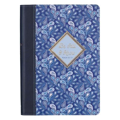 Be Still & Know Blue Paisley Faux Leather Classic Journal Psalm 46:10
