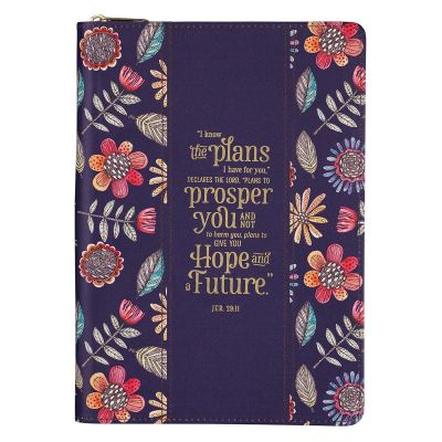 I Know the Plans Purple Faux Leather Classic Journal with Zipped Closure Jeremiah 29:11