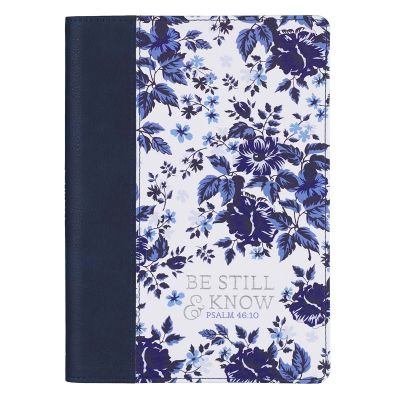 Be Still & Know Blue Floral Faux Leather Classic Journal Psalm 46:10