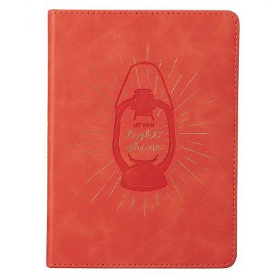 Let Your Light Shine Coral Faux Leather Journal