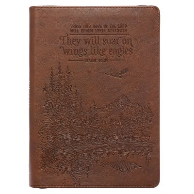 Soar Brown Faux Leather Classic Journal with Zipped Closure Isaiah 40:31