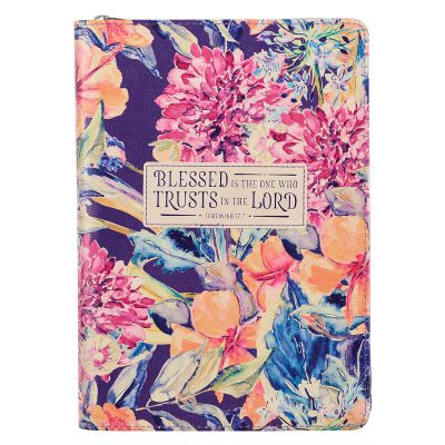 Blessed is the One Floral Faux Leather Classic Journal with Zipped Closure Jeremiah 17:7