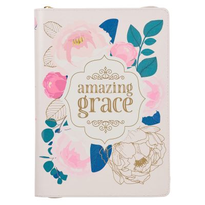 Amazing Grace Faux Leather Classic Journal with Zipped Closure